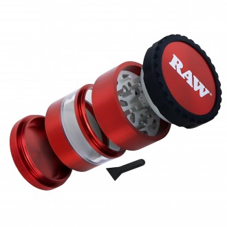 RAW - 4 Piece Life Grinder Clear View - Red