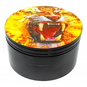 80mm 4 Parts Tiger Flame Growl Print Grinder [JIG034]