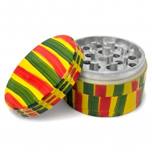 62mm Assorted Color Stripe Design 4 Parts Grinder - 6PK [JIG059]