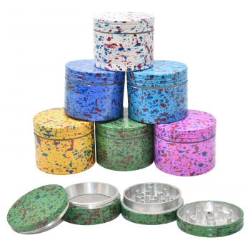 42mm Colorful 4-Parts Paint Splatter Herb Grinder - 6ct Display