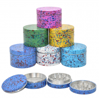 50mm Colorful 4-Parts Painted Art Herb Grinder - 6ct Display