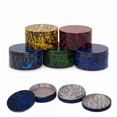 100mm Colorful Creations 4-Parts Paint Splatter Art Herb Grinder - Assorted