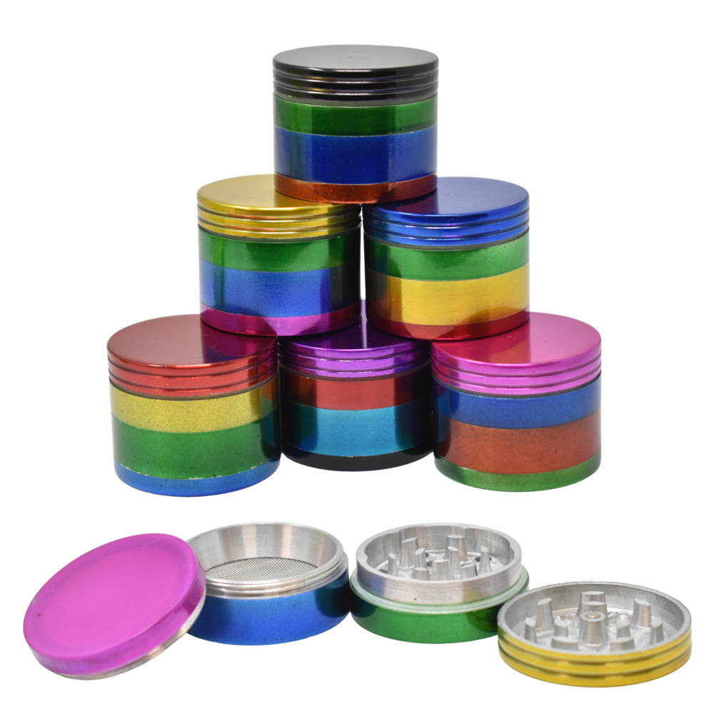42mm Polychromatic 4 Parts Metal Herb Grinder with Pollen Catcher