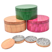 100mm Wooden 4 Parts Herb Grinder - Assorted Colors