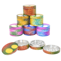 55mm Assorted Color Eye Art 4 Parts Herb Grinder – 6ct Display