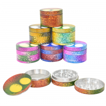 55mm Assorted Color Eye Art 4 Parts Herb Grinder – 6ct Display