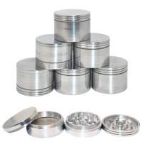 50mm Silver Finish 4-Part Herb Grinder – 6ct Display