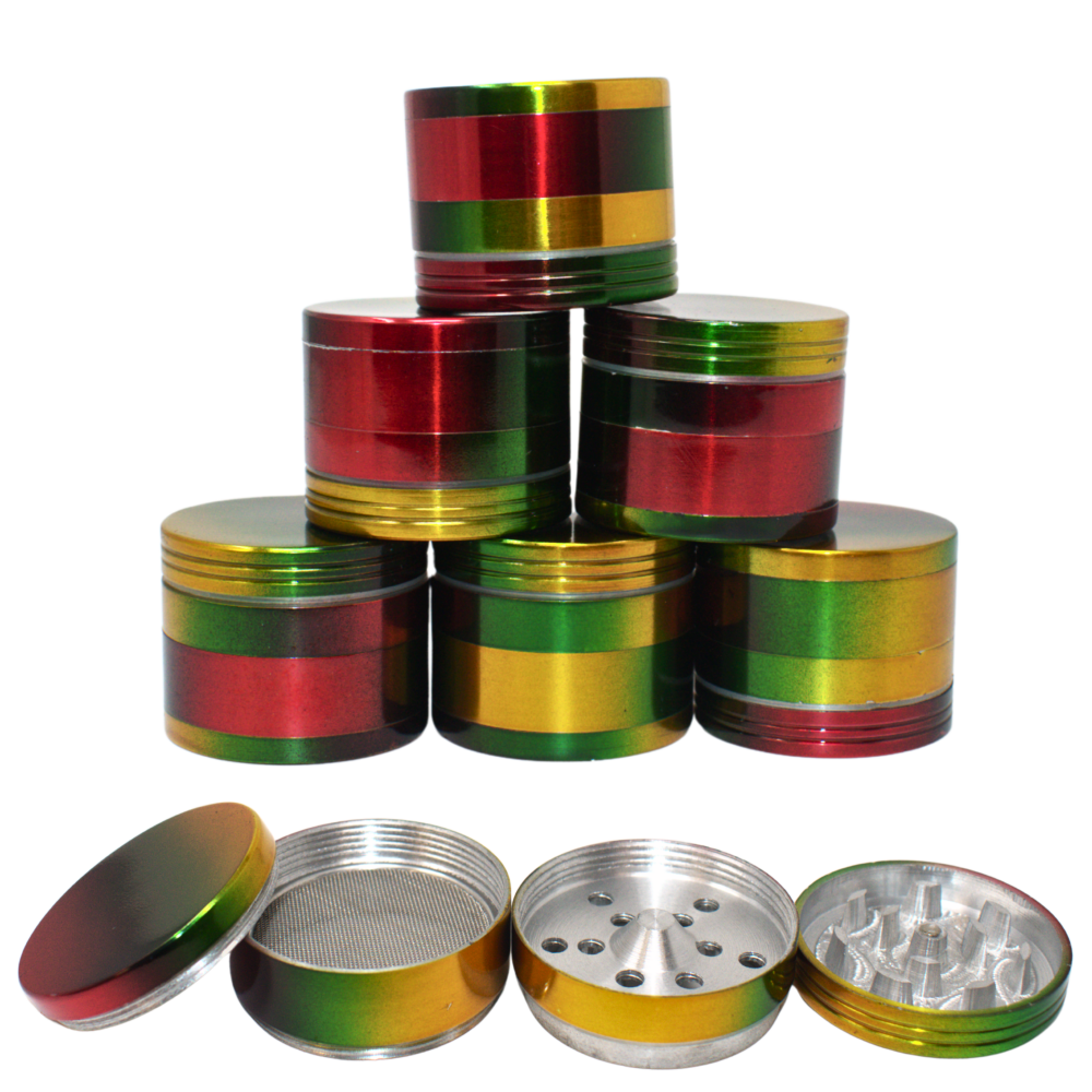 42mm vibrant colors 4-part herb grinders 6ct display