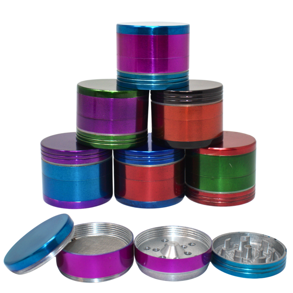 42mm tri-color 4-part herb grinder 6ct display