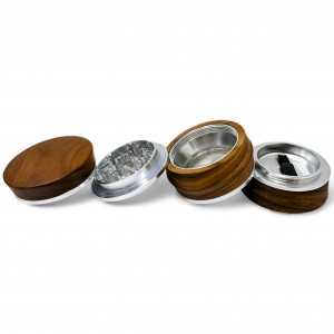 Grind in Style - 4 Parts Silver Metal Core Wooden Herb Grinder - Silver [WB-01-SL]