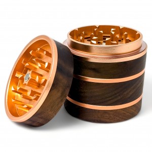 Silver Symphony - 4 Parts Satin Silver Core Wooden Herb Grinder - Rose Gold [WB-04-RG]