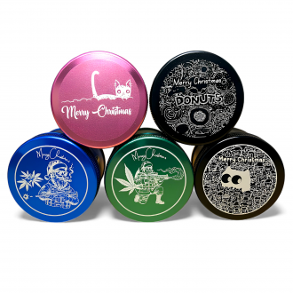 62mm Assorted Color Festive Vibes Christmas Grinder - Set of 5 [XMASGR-SET]