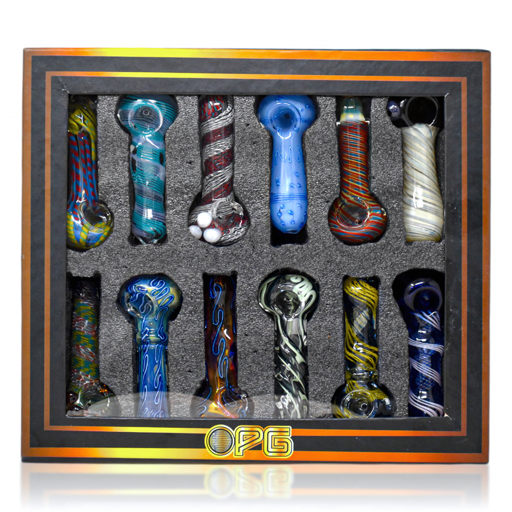 On Point Glass 4" Vibrant Swirl Glass Hand Pipe - 12Ct Display