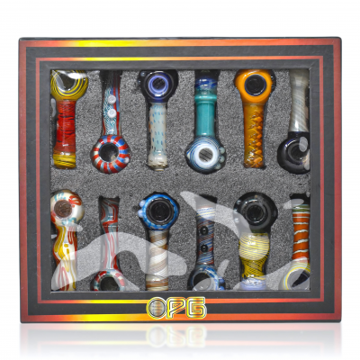 On Point Glass - 4" Vibrant Swirl Design Hand Pipes - 12Ct Display