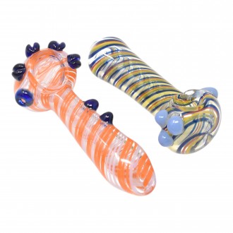 On Point Glass - 4" Multi Marble Assorted Art Hand Pipe - 12Ct Display