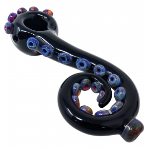 5" Serpentine Pipe T. Black Tubing with SLYME suckers Handpipe - [AM202]