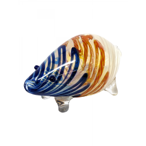 Silver Fumed Spiral Line Pig Animal Hand Pipe - [AP04]