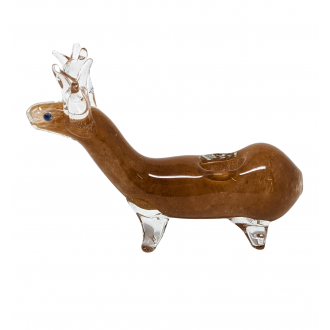 5.5" Frit Deer with Antlers Animal Hand Pipe - [AP11]