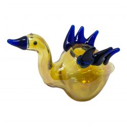 Gold Fumed Swimming Swan Animal Hand Pipe - [AP57]
