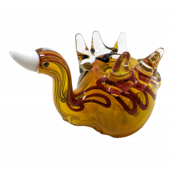 Gold Fumed Swimming Duck Animal Hand Pipe - [AP57A]