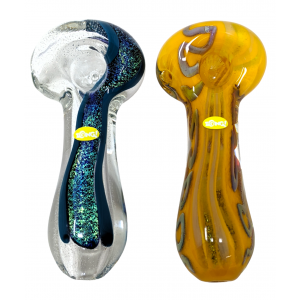 ZONG 4.5" Assorted Design Frit & Twisted Art Hand Pipe (Pack of 2) - [BFJC-02]