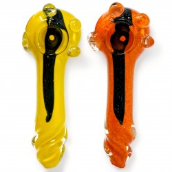 4" Marble Mingle Frit Art Twisted Mouth Dicro Hand Pipe - 2Pk [BK111]