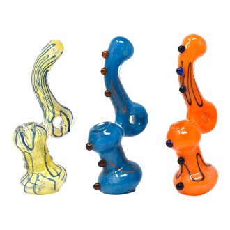 6-7" Assorted Design Standing Bubbler Hand Pipe - 18Ct JAR [BK18JAR]