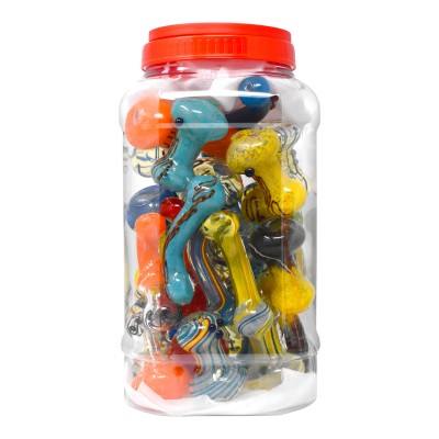 6-7" Assorted Design Standing Bubbler Hand Pipe - 18Ct JAR [BK18JAR]