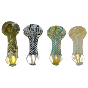 2.5" Silver Fumed / Spiral Rod Art Hand Pipe (Pack Of 4) - [BK204]
