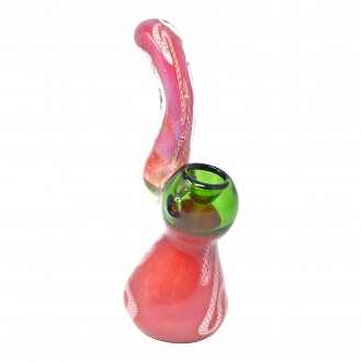 6" Frit Ribbon Art Bubbler Hand Pipe - [BK260]