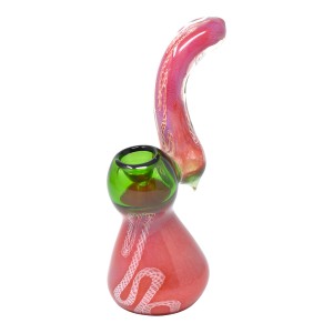 6" Frit Ribbon Art Bubbler Hand Pipe - [BK260]