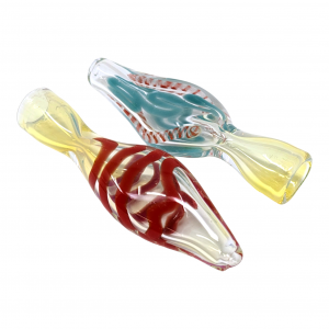 3" Silver Fumed Scribble Ribbon Conical Chillum Hand Pipe - (Pack of 2) [CH330]