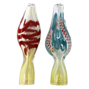 3" Silver Fumed Scribble Ribbon Conical Chillum Hand Pipe - (Pack of 2) [CH330]