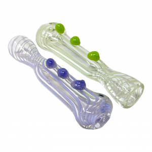 3" Marble Top Slyme Ribbon Flat Mouth Chillum Hand Pipe - (Pack of 2) [CH364]