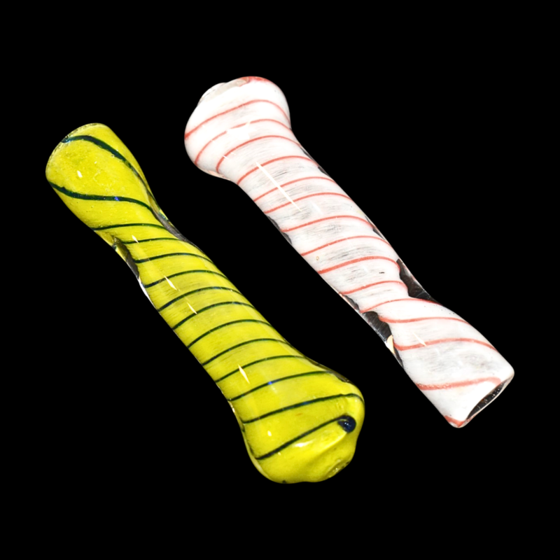 3.5" Frit Spiral Art Chillum Pipe – 2ct Pack