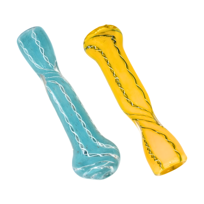 3.5" Frit Rope Art Flat Mouth Chillum Pipe – 2ct Pack