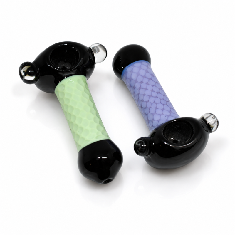 4" Dual Marble Slime Honeycomb Glass Spoon Pipe – 2ct Pack