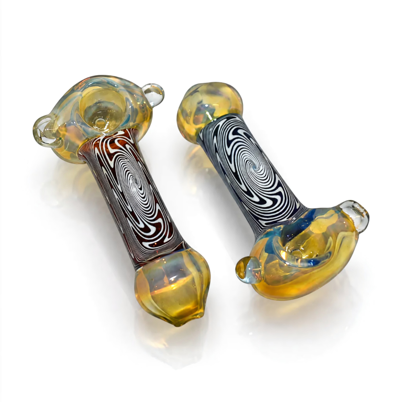 4.5" Black & White Vortex Gold Fumed Premium Glass Hand Pipe – 2ct Pack
