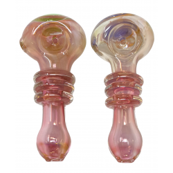 4" Gold Fumed Triple Rim Art Hand Pipe (Pack Of 2) - [DJ517]