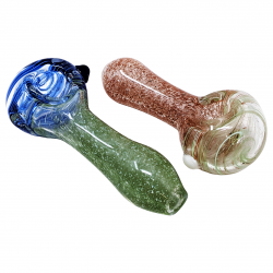 3.5" Frit Twisted Line Head Hand Pipe (Pack of 2) - [DJ572]