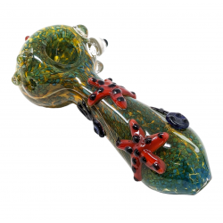 5" Frit & Star Fish Art Spoon Hand Pipe - [DJ583]