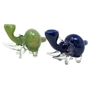 5" Assorted Color Big Glass Elephant Hand Pipe - [DJ588]