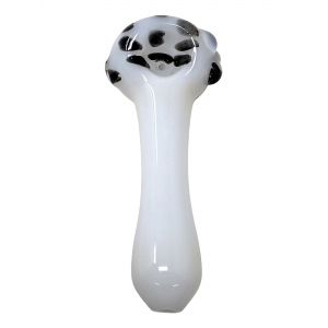 5" Jade White Dotted Head Art Spoon Hand Pipe (Pack of 2) - [DJ600]
