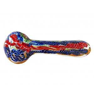 5" Rainbow Braided Ribbon Clear Body Spoon Hand Pipe - (Pack of 2)  [DJ617]