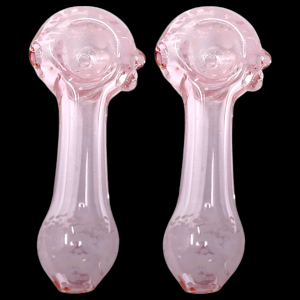 4" Frit Head & Mouth Pink Tube Hand Pipe (Pack of 2) - [DJ631]