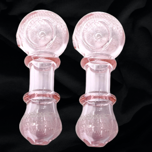 3" Pink Tube 2-Rim Ribbon Art Hand Pipe - (Pack of 2) [DJ634]