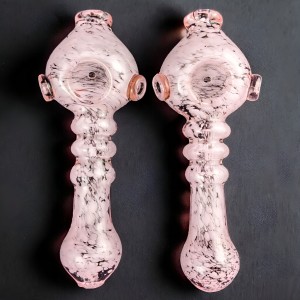 5" Pink Frit Elegance,Triple-rimmed Art Hand Pipe - 2pk [DJ642]