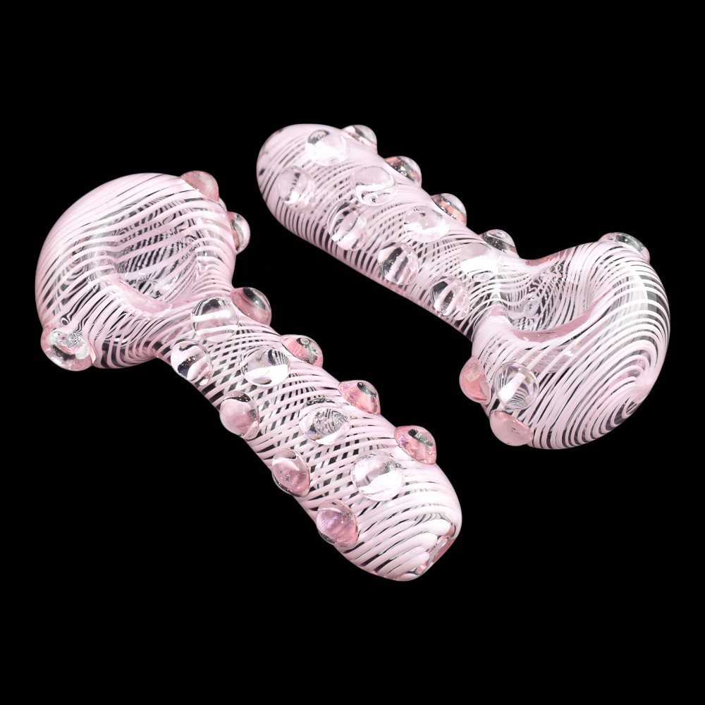 4.5" Pink Multi Marble Twine Art Spoon Hand Pipes – 2 Pack