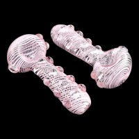 4.5" Multi Marble Twine Art Spoon Hand Pipe - Pink - 2 Pack