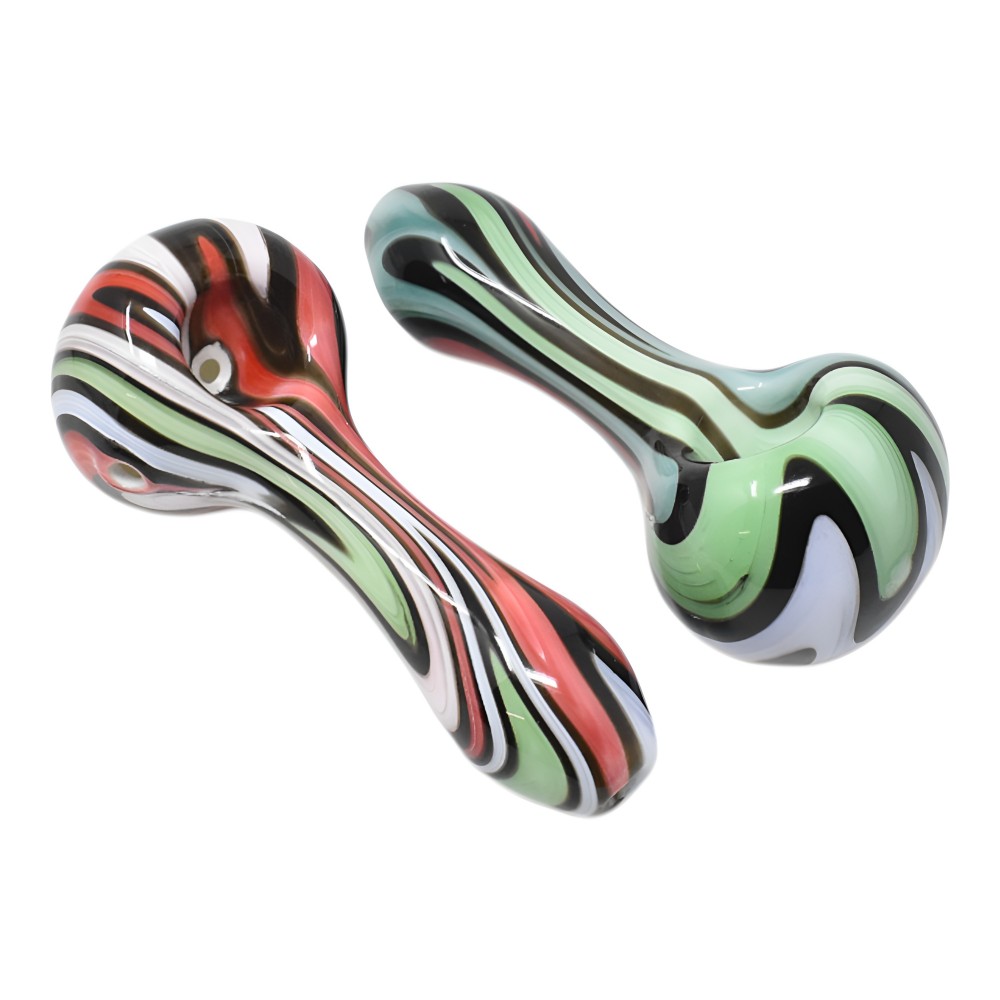 4-Inch Reversal Art Chromatic Spoon Hand Pipes – 2 Pack